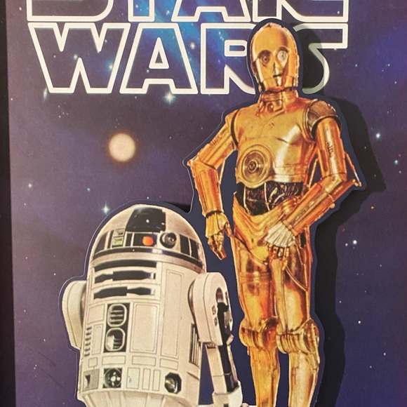 Pop Creations Star Wars 3D R2-D2 and C-3PO wall hanging Yellow Gold Frame NEW - Picture 2 of 6